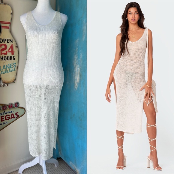 Edikted Nevea Open-Back Knitted Midi Dress Size XS/S - Picture 1 of 13